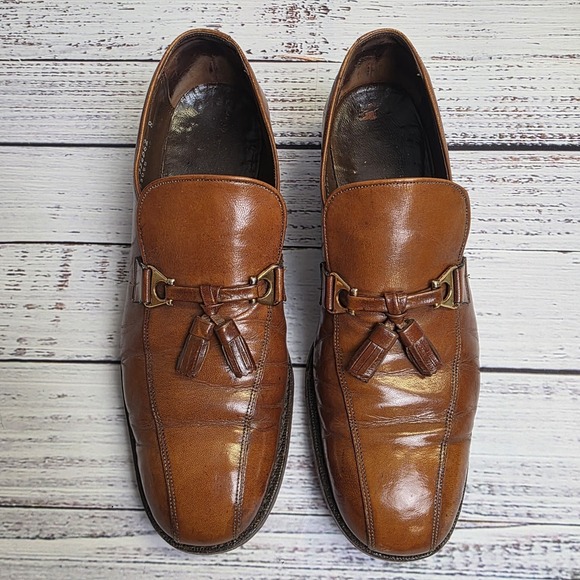 Vintage Florsheim Imperial‎ Brown Leather Horse Bit Style Tassel Loafers 10.5 B main image 5
